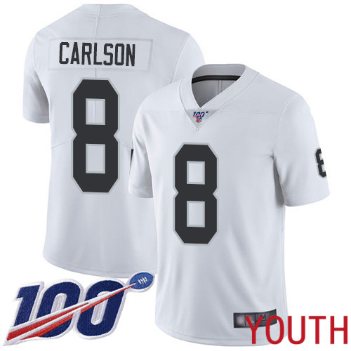 Oakland Raiders Limited White Youth Daniel Carlson Road Jersey NFL Football #8 100th Season Vapor Jersey